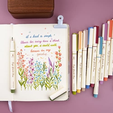 WRITECH Vintage Brush Pens Set - 12 Colors for Art