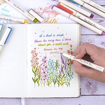 WRITECH Vintage Brush Pens Set - 12 Colors for Art