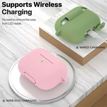 ATUAT for AirPods Pro 1st/2nd Generation Case Cover, Protective Silicone Skin Accessories with Keychain for Women Men for Apple AirPods Pro 2019/2022 Charging Case,Front LED Visible-Pink