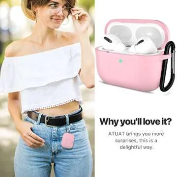 ATUAT for AirPods Pro 1st/2nd Generation Case Cover, Protective Silicone Skin Accessories with Keychain for Women Men for Apple AirPods Pro 2019/2022 Charging Case,Front LED Visible-Pink