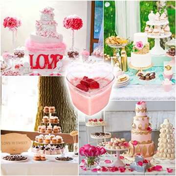 HawHawToys 60 Pack Dessert Cups with Lids and Spoons, 5 oz Heart-Shaped Clear Plastic Appetizer Parfait cups for Mother's Day Gift, Wedding, Bridal Shower