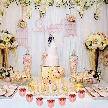 HawHawToys 60 Pack Dessert Cups with Lids and Spoons, 5 oz Heart-Shaped Clear Plastic Appetizer Parfait cups for Mother's Day Gift, Wedding, Bridal Shower