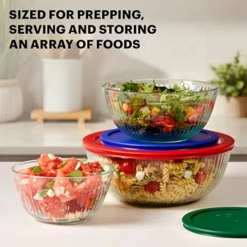 Pyrex 3-Pack Glass Mixing Bowls with BPA-Free Lids