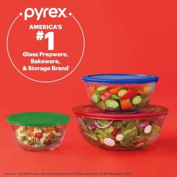 Pyrex 3-Pack Glass Mixing Bowls with BPA-Free Lids