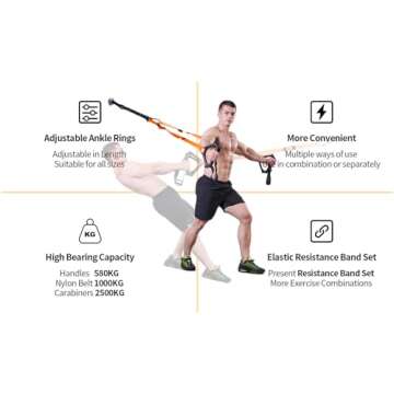 Moulyan Bodyweight Resistance Training Straps,Suspension Training Straps Complete Home Gym Fitness Trainer kit for Full-Body Workout Easy Setup Gym Home Outdoors