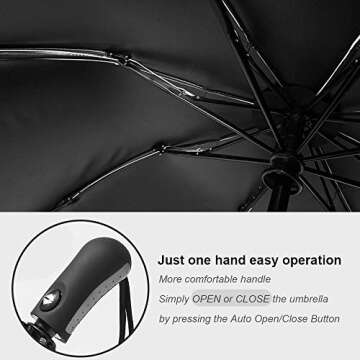 YRH Travel Umbrella,Reverse Automatic Umbrella,Portable Compact Folding Umbrellas with UV Protection (Pink)