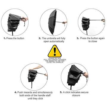 YRH Travel Umbrella,Reverse Automatic Umbrella,Portable Compact Folding Umbrellas with UV Protection (Pink)