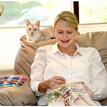 YINVA 3 Sets Embroidery Beginner Kits Embroidery Starter Kit Cross Stitch Kit Include Embroidery Clothes with Floral Pattern Instructions Hoops Floss Thread Fabric Needles for Beginners