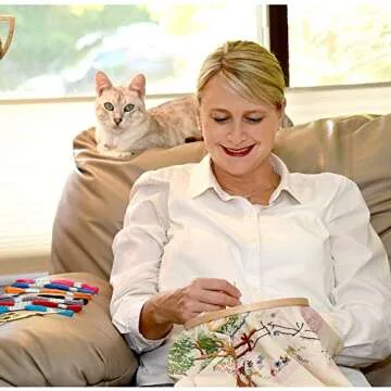 YINVA 3 Sets Embroidery Beginner Kits Embroidery Starter Kit Cross Stitch Kit Include Embroidery Clothes with Floral Pattern Instructions Hoops Floss Thread Fabric Needles for Beginners