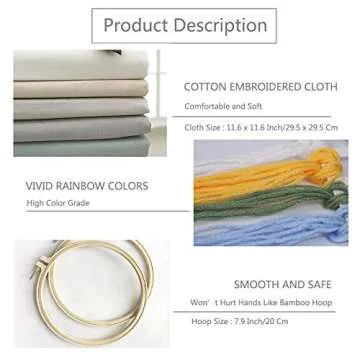 YINVA 3 Sets Embroidery Beginner Kits Embroidery Starter Kit Cross Stitch Kit Include Embroidery Clothes with Floral Pattern Instructions Hoops Floss Thread Fabric Needles for Beginners