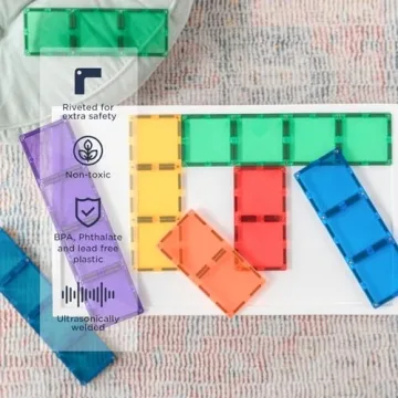 CONNETIX Rainbow Rectangle Pack of 18 Magnetic Tiles for Kids