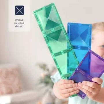 CONNETIX Rainbow Rectangle Pack of 18 Magnetic Tiles for Kids