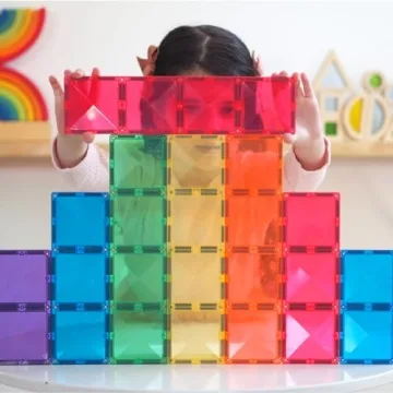 CONNETIX Rainbow Rectangle Pack of 18 Magnetic Tiles for Kids