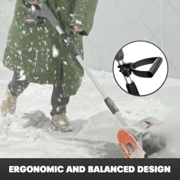 12” Cordless Snow Shovel Compatible with Dewalt 20V Battery, Brushless Snow Blower Electric Snow Thrower, Auxiliary Handle & Adjustable Deflector (w/ 4.0 Ah Battery & 4.0 Quick Charger)