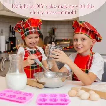 2 Pack Sakura Flower Silicone Soap Molds, 6 Cavity Ice Cube Tray by EORTA for Mousse Chocolate Jelly...