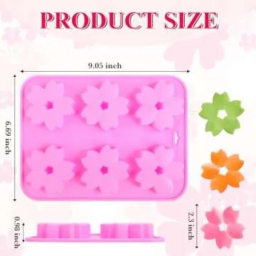 2 Pack Sakura Flower Silicone Soap Molds, 6 Cavity Ice Cube Tray by EORTA for Mousse Chocolate Jelly Dessert Candy Pastry DIY Craft Valentine Day, Pink