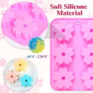 2 Pack Sakura Flower Silicone Soap Molds, 6 Cavity Ice Cube Tray by EORTA for Mousse Chocolate Jelly Dessert Candy Pastry DIY Craft Valentine Day, Pink