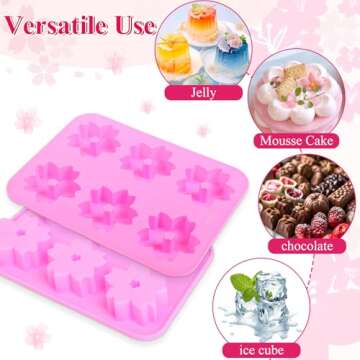 2 Pack Sakura Flower Silicone Soap Molds, 6 Cavity Ice Cube Tray by EORTA for Mousse Chocolate Jelly Dessert Candy Pastry DIY Craft Valentine Day, Pink