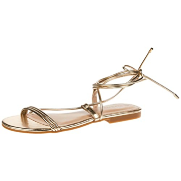 Gold Strappy Lace-Up Sandals Comfortable Elegant The Drop