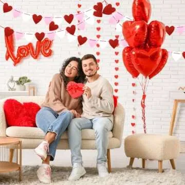 Valentines Day Decor Felt Heart Garland Banner for Wedding Birthday Party Supplies, Valentines Banner Red Pink Heart Garland, Indoor Outdoor Hanging Decorations