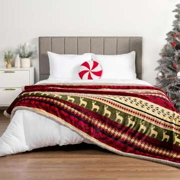 Pavilia Christmas Sherpa Blanket Throw - Festive Warmth & Comfort