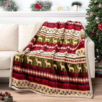 Cozy Pavilia Christmas Sherpa Blanket for Holiday Comfort