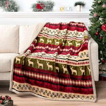 Cozy Pavilia Christmas Sherpa Blanket for Holiday Comfort