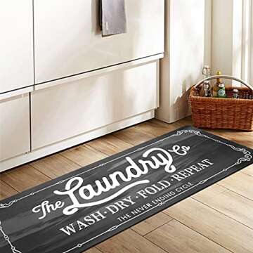 Pauwer Farmhouse Rug for Laundry Room and Kitchen