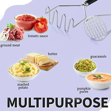 Versatile 2PCS Potato Masher, Ergonomic & Durable Kitchen Tool