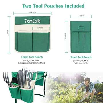 TomCare Garden Kneeler Seat Garden Bench Garden Stools Foldable Stool with Tool Bag Pouch EVA Foam P...