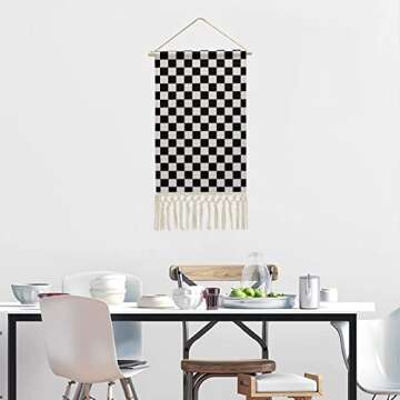 Racing Checkered Wall Art Cotton Linen Hanging Decor