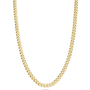 Miabella Italian Solid 18k Gold Over 925 Sterling Silver 3.5mm Diamond Cut Cuban Link Curb Chain Nec...