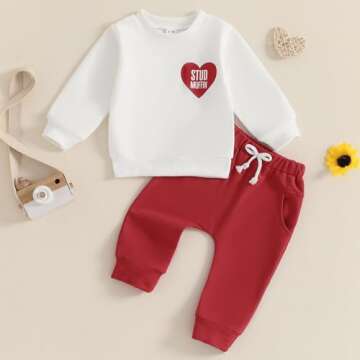Adorable Infant Baby Boy Valentines Day Outfit Set