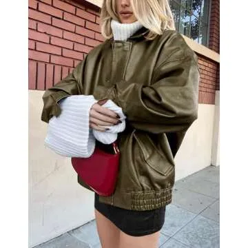 PRETTYGARDEN Women's Trendy Faux Leather Motorcycle Jacket