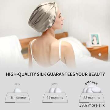 ZIMASILK 22 Momme 100% Mulberry Silk Sleep Cap - Hair Care Bonnet