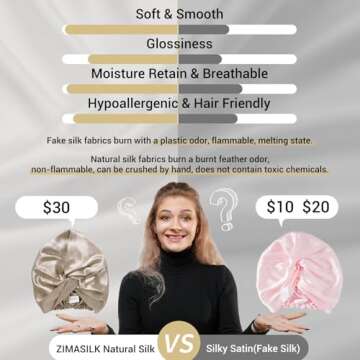 ZIMASILK Luxurious Silk Sleep Cap for Women's Hair Care