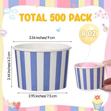 Zeyune 500 Pieces 8 oz Ice Cream Cups Disposable Bulk Ice Cream Bowls Dessert Cups Yogurt Cup Dispos...