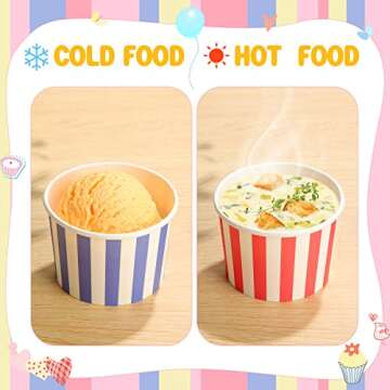 Zeyune 500 Pieces 8 oz Ice Cream Cups Disposable Bulk Ice Cream Bowls Dessert Cups Yogurt Cup Disposable Soup Cups for Snack Hot or Cold Food, Wedding Baby Shower Birthday Party Supplies, 10 Colors
