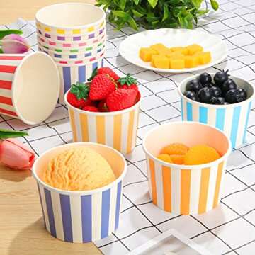 Zeyune 500 Pieces 8 oz Ice Cream Cups Disposable Bulk Ice Cream Bowls Dessert Cups Yogurt Cup Disposable Soup Cups for Snack Hot or Cold Food, Wedding Baby Shower Birthday Party Supplies, 10 Colors
