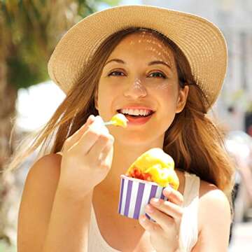 Zeyune 500 Pieces 8 oz Ice Cream Cups Disposable Bulk Ice Cream Bowls Dessert Cups Yogurt Cup Disposable Soup Cups for Snack Hot or Cold Food, Wedding Baby Shower Birthday Party Supplies, 10 Colors