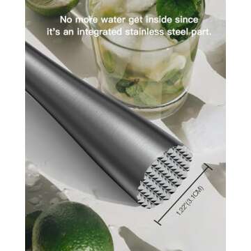 Cicike 10 Inches Stainless Steel Muddler and Mixing Spoon for Cocktails, Bar Tools and Accessories -...