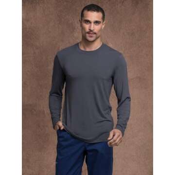 Cherokee Men's Underscrub Knit Top Modern Fit with Crew Neck and Center Back Length: 29" - WW700, M, Pewter
