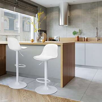 Finnhomy Bar Stools Set of 2, Swivel Barstools with Footrest and Ergonomic PP Back, Counter Height A...