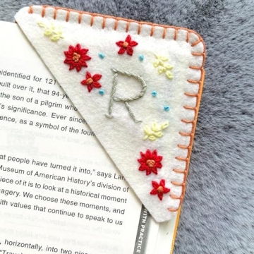 Personalized Hand Embroidered Corner Bookmark - Unique Gift for Book Lovers
