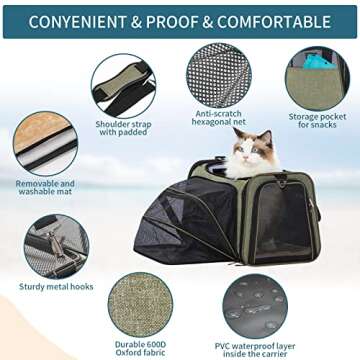 Petsfit Expandable Carrier Soft Sided Pet Travel Carrier