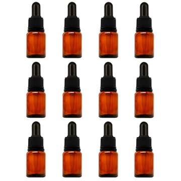 Year of Plenty Glass Eye Droppers for 5ml Essential Oil Bottles | 12-Pack | Black | Compatible with ...