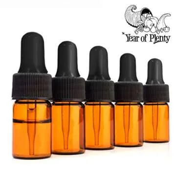 Year of Plenty Glass Eye Droppers for Essential Oils | 12-Pack | Black