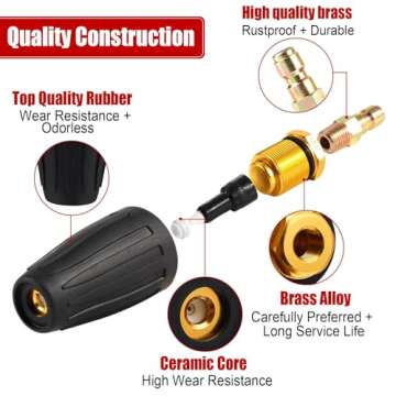 Pressure Washer Tips Turbo Nozzle Pressure Washer 3000 PSI Max Rotating Pressure Washer Nozzle with ...