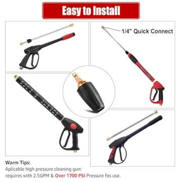 Pressure Washer Tips Turbo Nozzle Pressure Washer 3000 PSI Max Rotating Pressure Washer Nozzle with 2PCS 1/4'' Quick Connect for Cleaning Brick, Concrete, and Vinyl Surfaces…