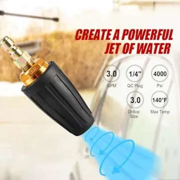 Turbo Nozzle Pressure Washer 3000 PSI Rotating Cleaning Tool
